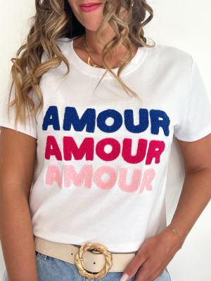 Tee shirt Amour (bleu/rose)