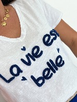 Tee Shirt "la vie est belle" (bleu roi)