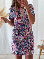 Robe Camilya courte (imprimé bleu)