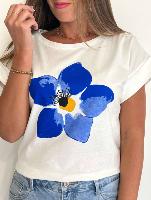 Tee shirt Fleur (bleu)