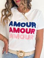 Tee shirt Amour (bleu/rose)