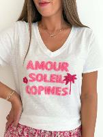 Tee shirt "Soleil copines" (rose)