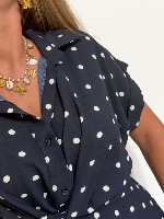 Robe Daniela (marine à pois) 