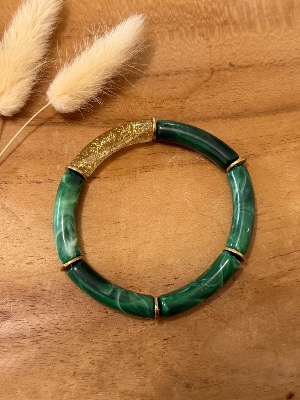 Bracelet Titia (vert/beige pailleté)
