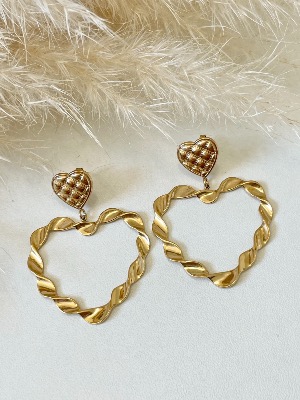 Boucles d’oreilles Coeur torsadé (dorées)