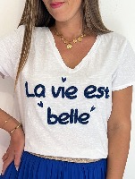 Tee Shirt "la vie est belle" (bleu roi)