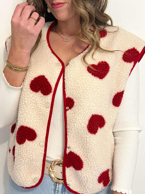 Gilet Zola (écru à coeurs)