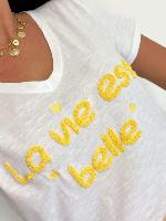 Tee Shirt "la vie est belle" (jaune)