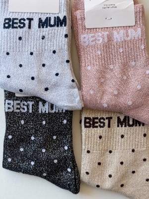 Chaussettes pailletées Best Mum (pois)