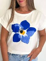 Tee shirt Fleur (bleu)