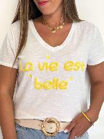 Tee Shirt "la vie est belle" (jaune)
