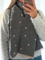 Echarpe bi colore petits cœurs (gris/rose)