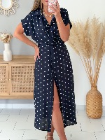 Robe Daniela (marine à pois) 