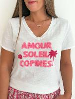Tee shirt "Soleil copines" (rose)