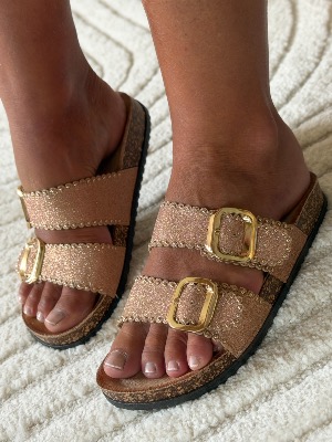 Mules Giulia pailletée (champagne)