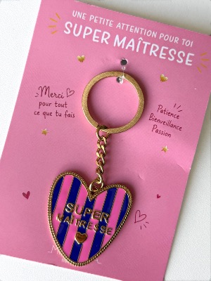 Porte clé « Super maitresse » (bleu)