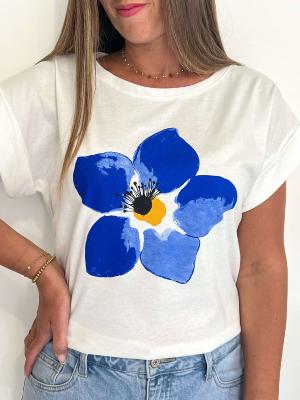 Tee shirt Fleur (bleu)