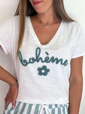Tee Shirt "bohème" (vert céladon)