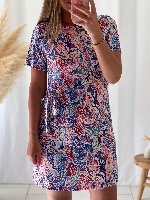 Robe Camilya courte (imprimé bleu)
