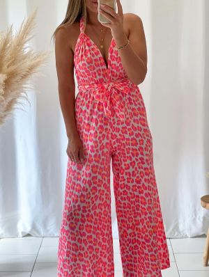 Combi pantalon Isys (Léopard Rose)