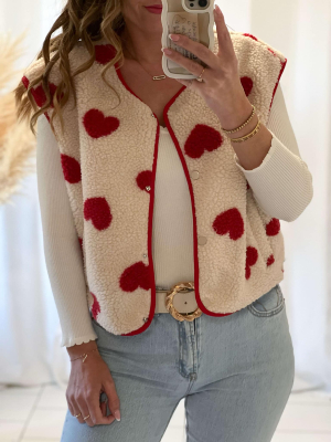 Gilet Zola (écru à coeurs)