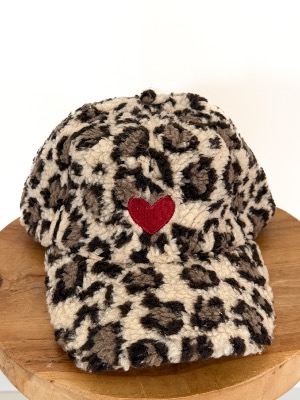 Casquette moumoute coeur (léopard)