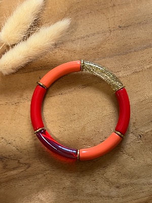 Bracelet Titia (corail/rouge/doré)