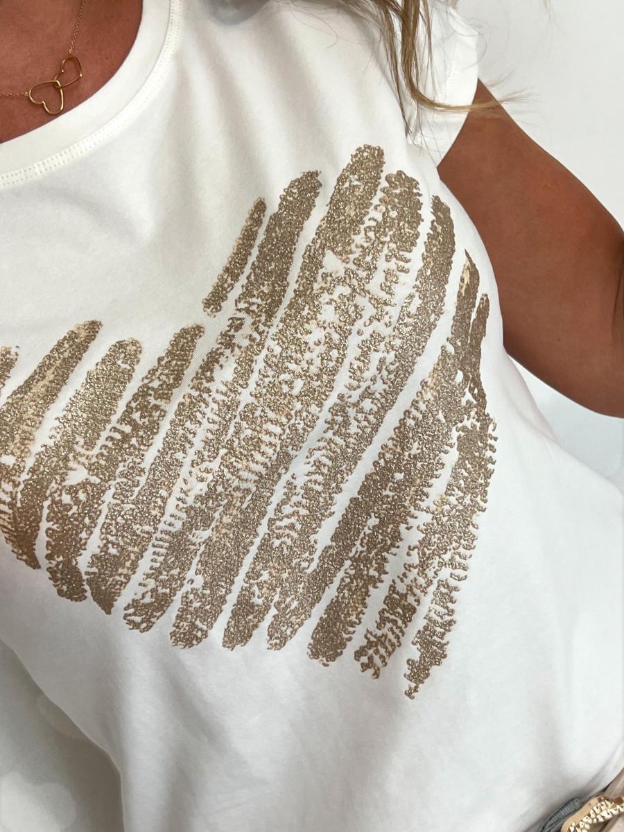 T-shirt GUESS Blanc Avec Strass – Taille M, Coton Mixte, Excellent état