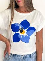 Tee shirt Fleur (bleu)