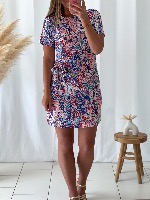 Robe Camilya courte (imprimé bleu)