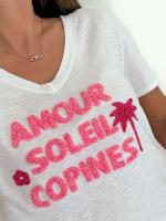 Tee shirt "Soleil copines" (rose)