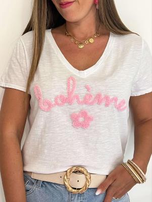 Tee Shirt "bohème" (rose bébé)