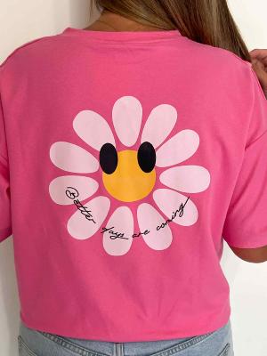 Tee shirt Smiley (rose)