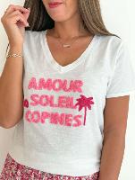 Tee shirt "Soleil copines" (rose)
