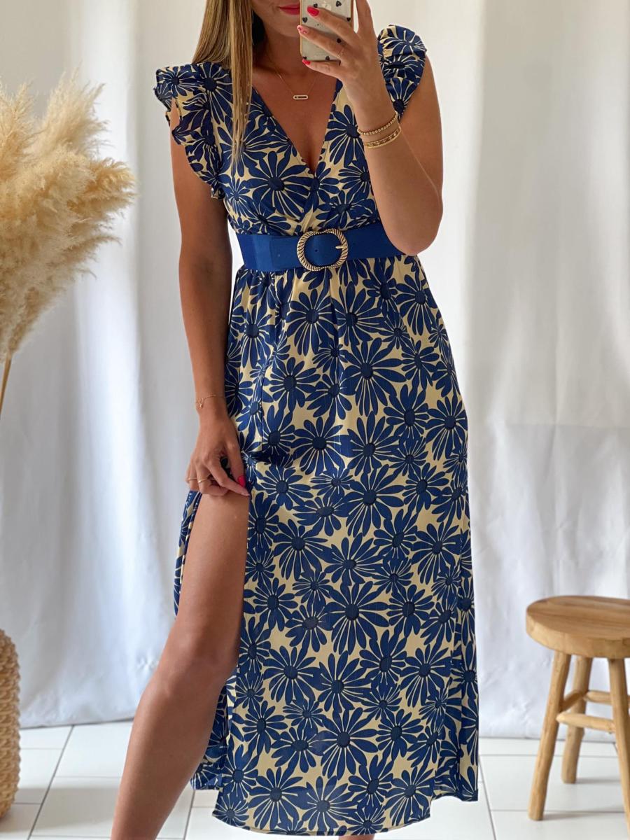 Robe Longue En Soie Athena Procopiou - Taille 3, Couleur Rose Floral, Sans Manches, Comme Neuve