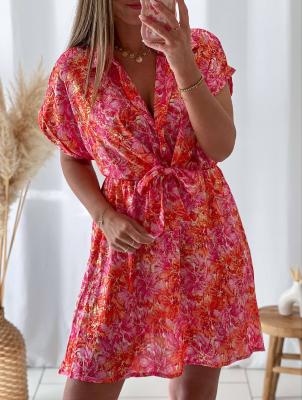 Robe Romane (imprimé rose/orange)