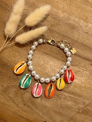 Bracelet coquillages (multicolore unis et perles)