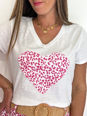 Tee Shirt "coeur" (fushia)
