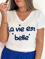 Tee Shirt "la vie est belle" (bleu roi)