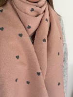 Echarpe bi colore petits cœurs (gris/rose)